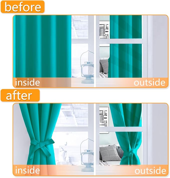 Blackout Curtains for Bedroom, Peacock Teal, 60 x 84 Inch, 2 Panels | Thermal - Image 4