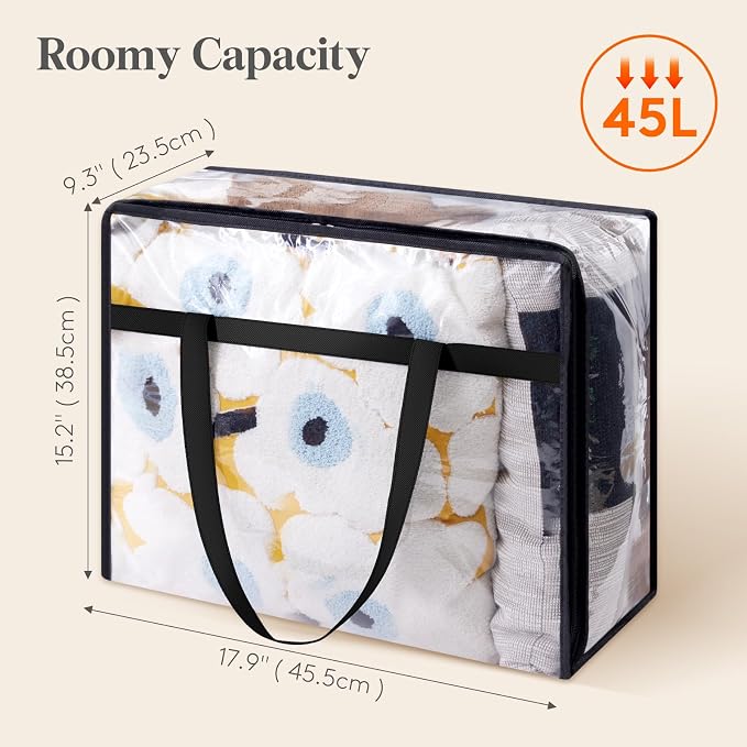 Lifewit 8 Pack Clear Clothes Storage Bags, 45L Plastic Blanket Storage Bag - Image 4