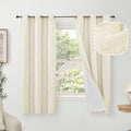 Cream Linen Blackout Curtains 63 Inch Long Each 38 Wide 2 Panels | Thermal by Lajode