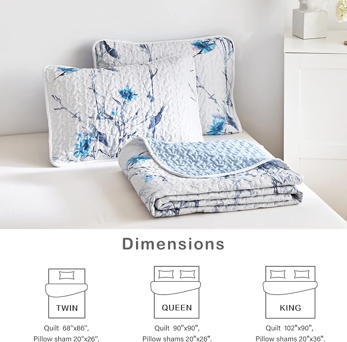 Flysheep Botanical Quilt Set 2 Pieces Twin Size, Soft Microfiber Lightweight - Image 7