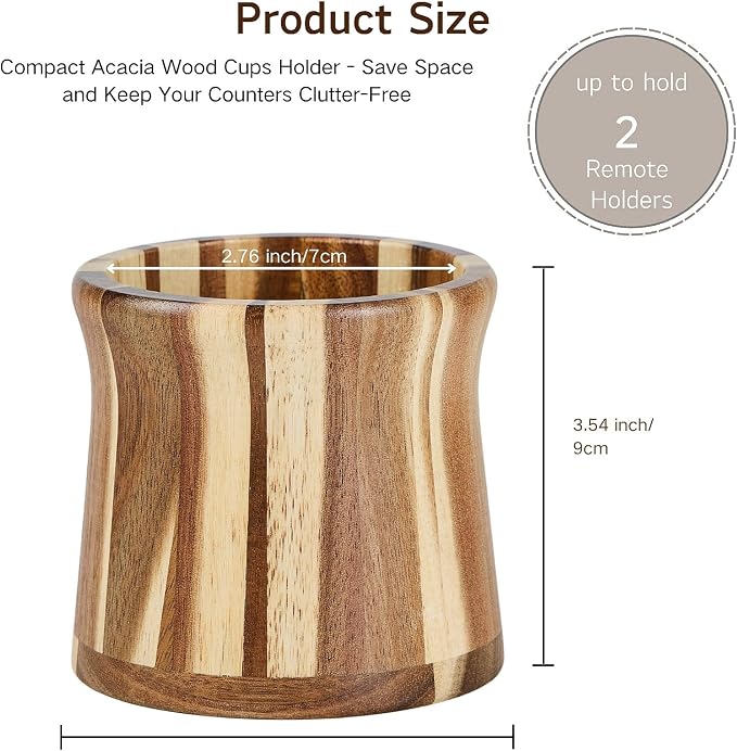 Acacia Wood Small Remote Control Holder, Organizer - Image 2