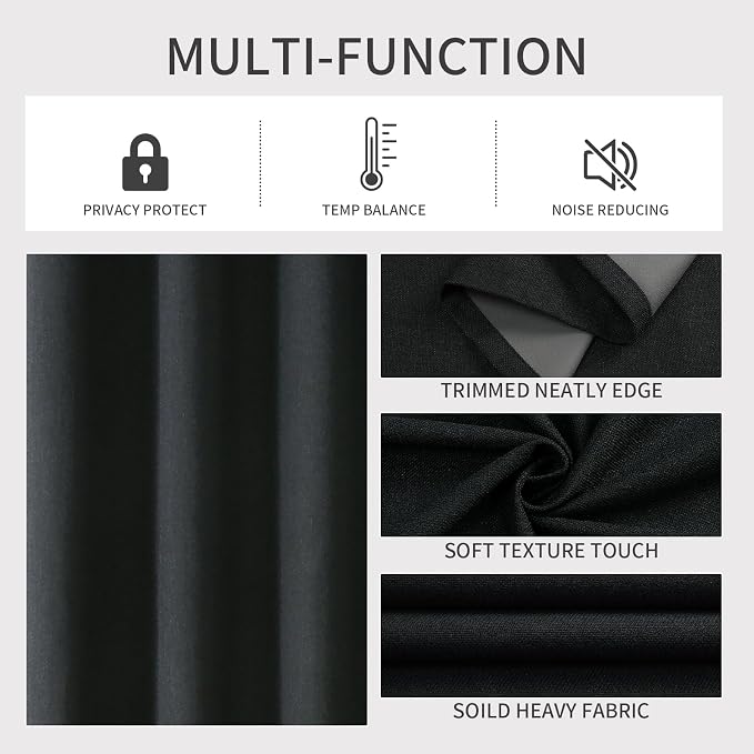 Joydeco Blackout Curtains 120 Inches Long 2 Panels Burg, Room Darkening Curtains - Image 4