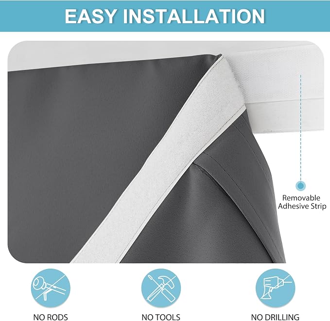 RYB HOME Adhesive Blackout Curtains 72 inches Long - Image 2