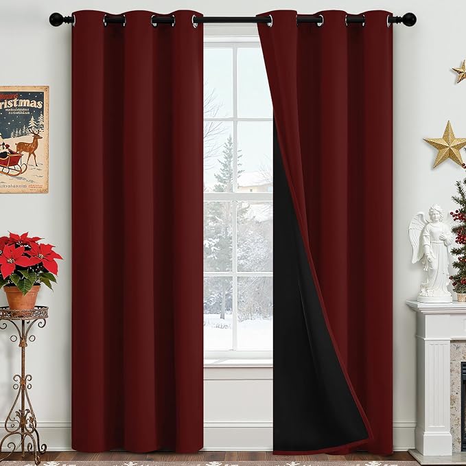 Yakamok Burgundy Red Blackout Curtains 84 inches Long by Yakamok