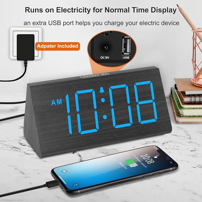 DreamSky Wooden Digital Alarm Clock - Image 5