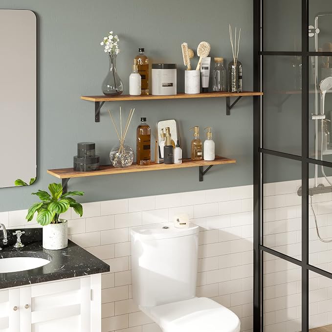 Long Wall Shelves, 39.4 Inch Wall Mounted Shelves - Image 4