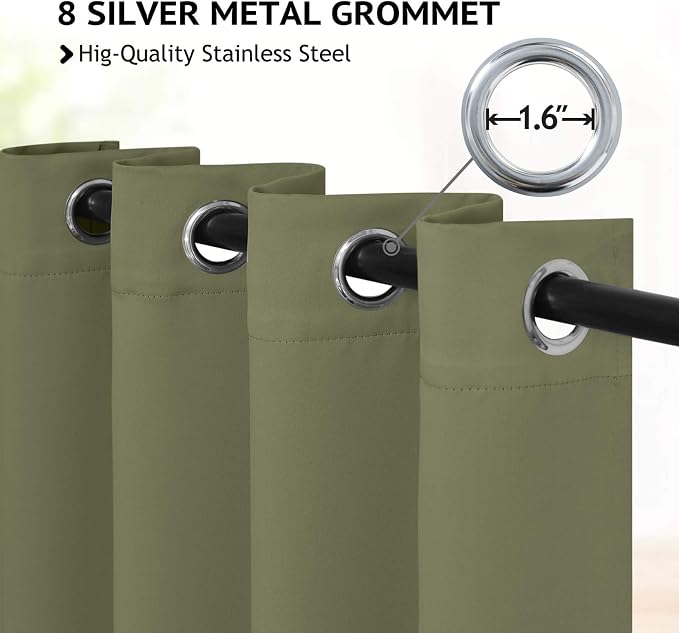 COSVIYA Grommet Room Darkening Sage Curtains 84 inch Long - Image 2