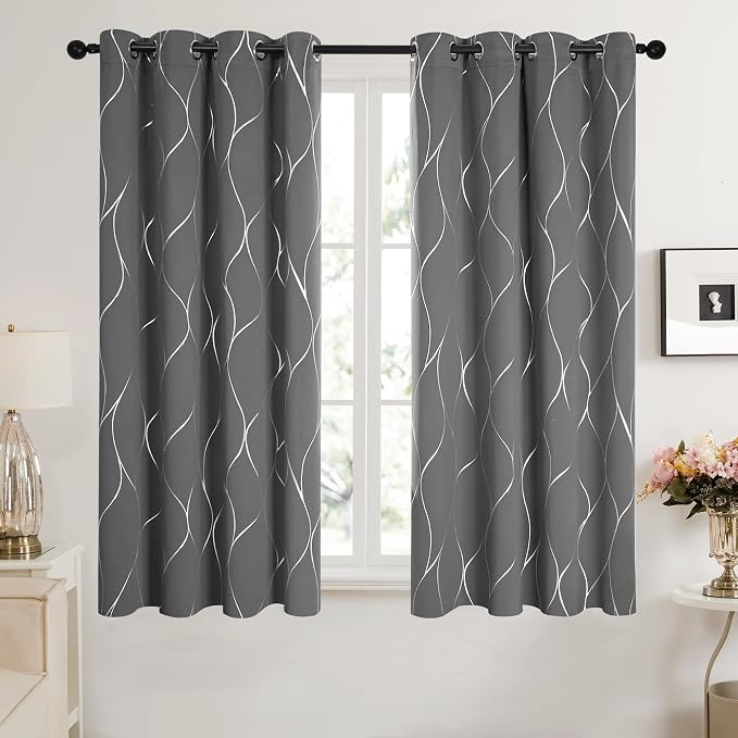 Deconovo Curtains for Living Room, Pattern Blackout Curtains 63 Inches Long | - Image 2