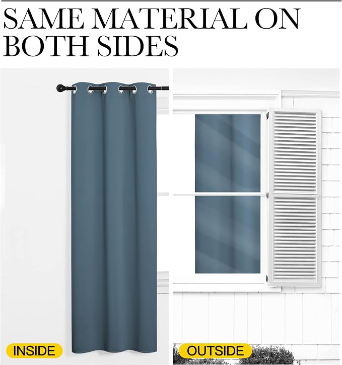 NICETOWN Smoky Blue Blackout Curtains 96 inches Length - Image 5