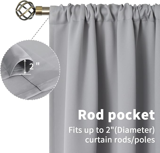 BGment Light Grey Blackout Curtains 90 Inches Length - Image 4