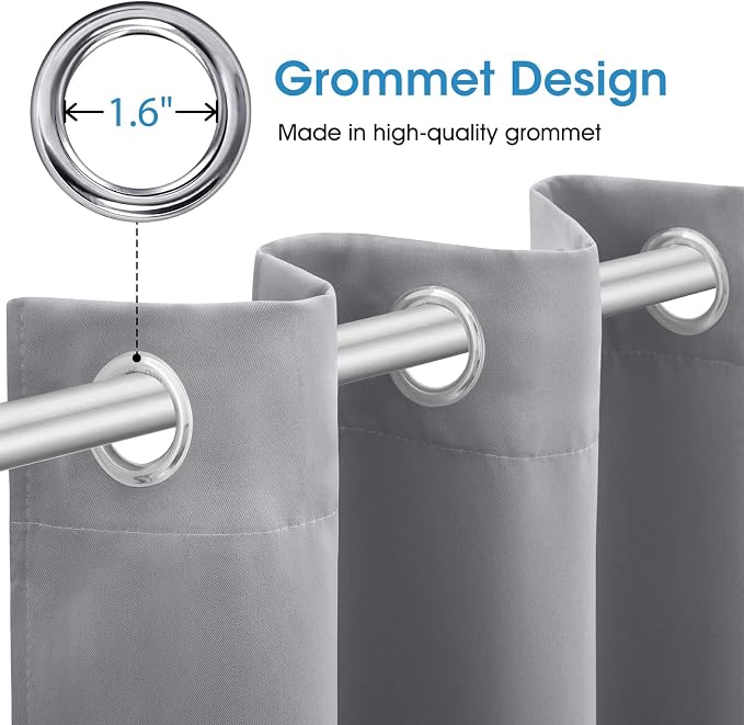 HOMEIDEAS Light Grey Blackout Curtains 42 X 84 Inch 2 Panels Room Darkening - Image 4