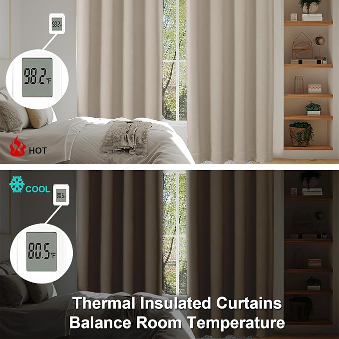 Simplebrand Ava Biscotti Beige Short 36 Inches Blackout Curtain 2 Panels Set - Image 5