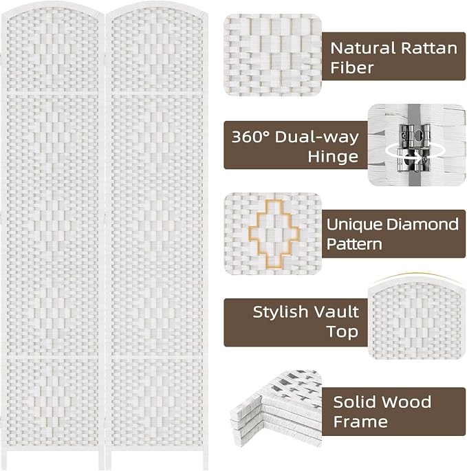 HALLYBEE Room Divider Panel, 6 Panel Partition Room Dividers Screen, Privacy - Image 4