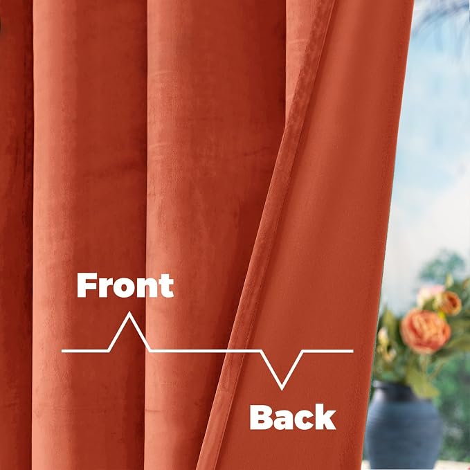 BGment Terracotta Velvet Curtains 72 Inch Length - Image 3