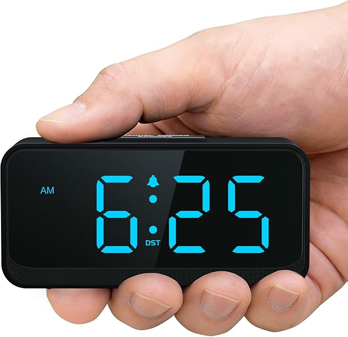 Battery Operated Small Alarm Clock: Compact Cordless Design | Digital Large by SruBambi