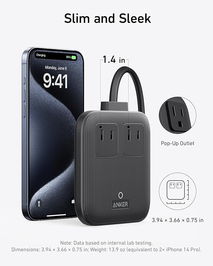 Anker Travel Power Strip, Anker Nano 67W Max 6-in-1 USB C Charger, 2 USB C | 2 - Image 3