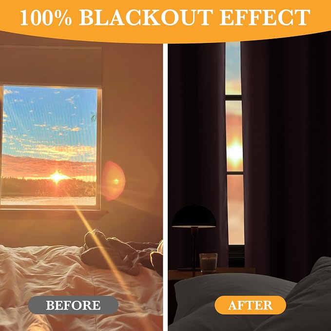 RYB HOME 100% Blackout Curtains 102 inches Long, Thermal Insulated Privacy - Image 4