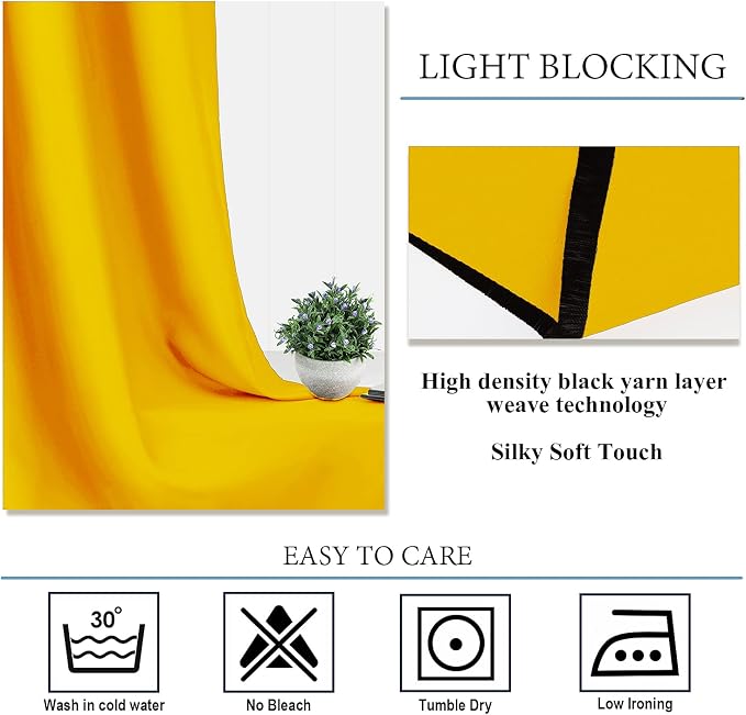 Diraysid Yellow Grommet Blackout Curtains - Image 6