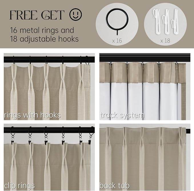 Topfinel 105 Inches Long Black Out Faux Double Layer Thick Linen Drapery Panels - Image 5