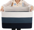 OIAHOMY Blanket Basket Laundry Basket Dog Toy Basket 75L Gradient Blue | Large by MasterofSpaceOptimization