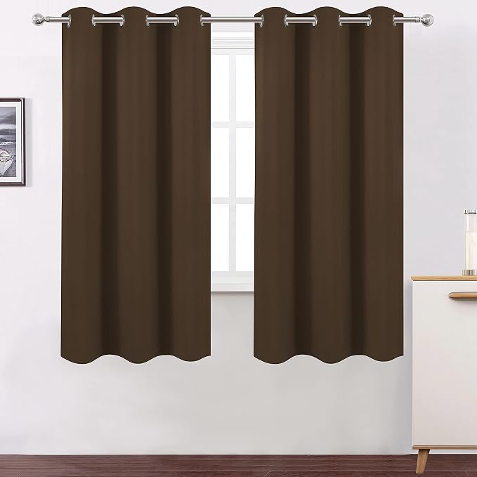 100% Blackout Curtains 40 x 63 Inch/Chocolate Brown Curtains 2 Panels - Image 2