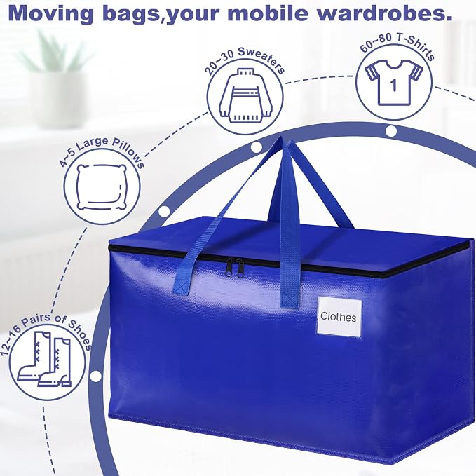 StorageRight Moving Bags, Moving Boxes, 93L 4-Pack Sotrage Bags Totes, - Image 4