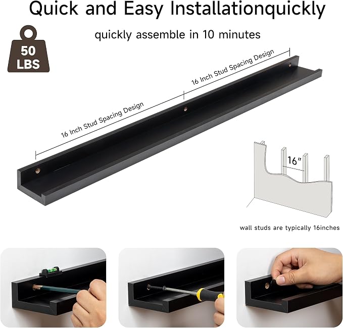 Fun Memories Picture Ledge Shelf, 32 Inch Floating Shelves Set of 2, Large - Image 4