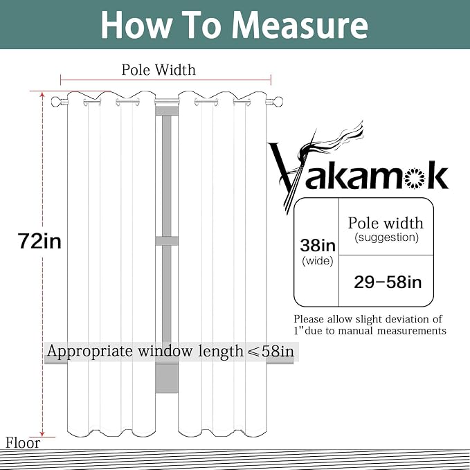 Yakamok Blackout Curtains 38x72 inch Grey Thermal Drapes-Bedroom | 2 panels - Image 7