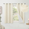 Short Cream Blackout Curtains 45 Inch Length Each 38 Wide 2 Panels | Thermal by Lajode