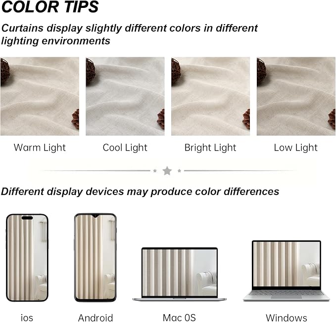 90 Inch Full Blackout Pleated Curtains, Fall Beige Linen Black Out Thermal - Image 8