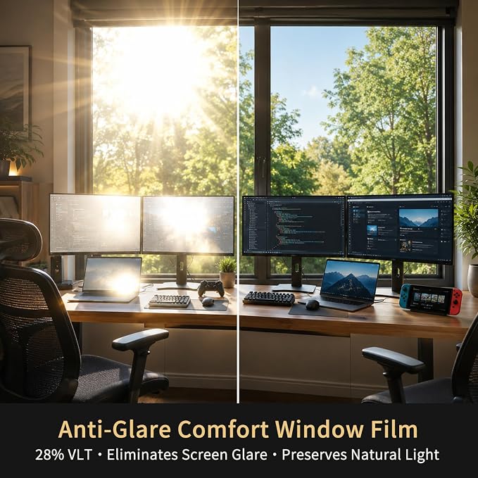One Way Privacy Window Film Heat Control Mirror Tint 35.4Inx26.2Ft | Reflective - Image 4