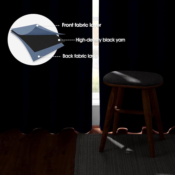 HOMEIDEAS Stone Blue Blackout Curtains 52 X 96 inches Long 2 Panels Room - Image 3