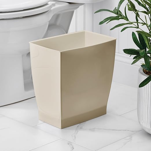 iDesign Small Plastic Bathroom Trash Can, Slim Rectangle Garbage Bin - Image 3