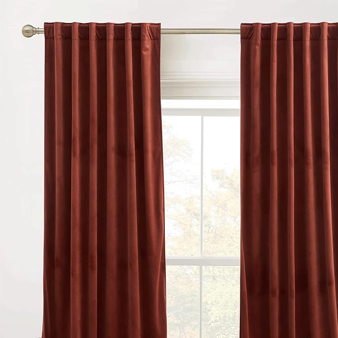 RYB HOME Velvet Curtains 102 inches Long, Extra Long High Ceiling Curtains | - Image 2