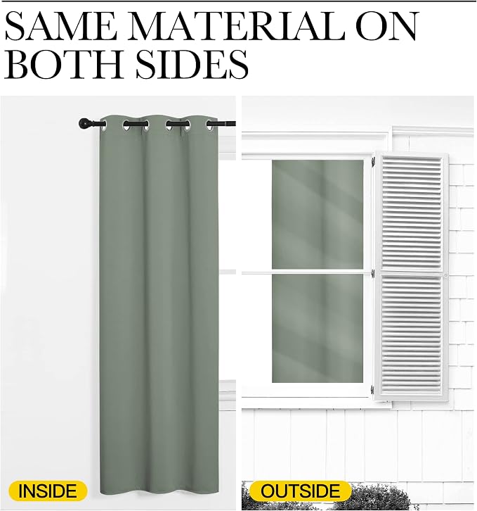 NICETOWN Sage Green Blackout Curtains 86" Long - Image 6