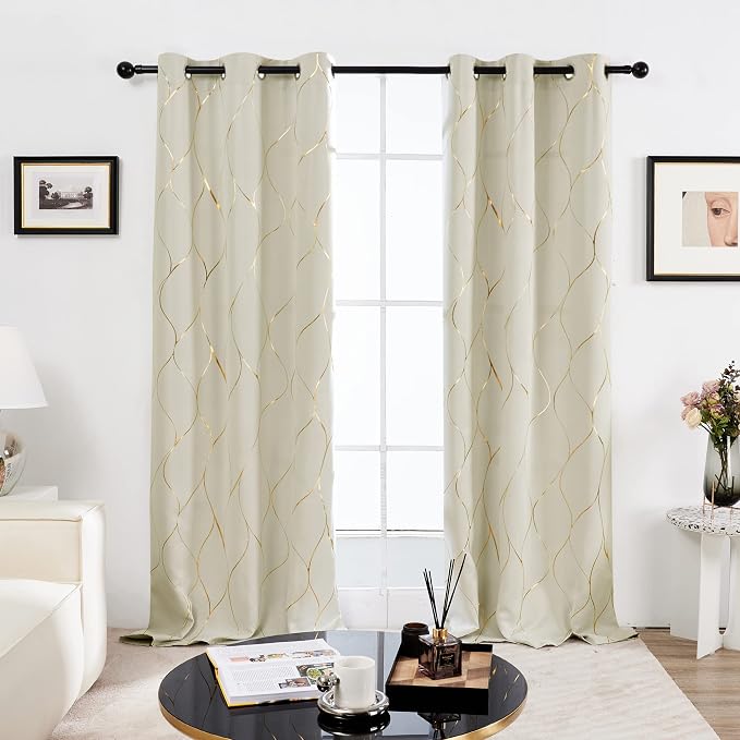 Deconovo Curtains for Living Room, Pattern Blackout Curtains 63 Inches Long | - Image 2