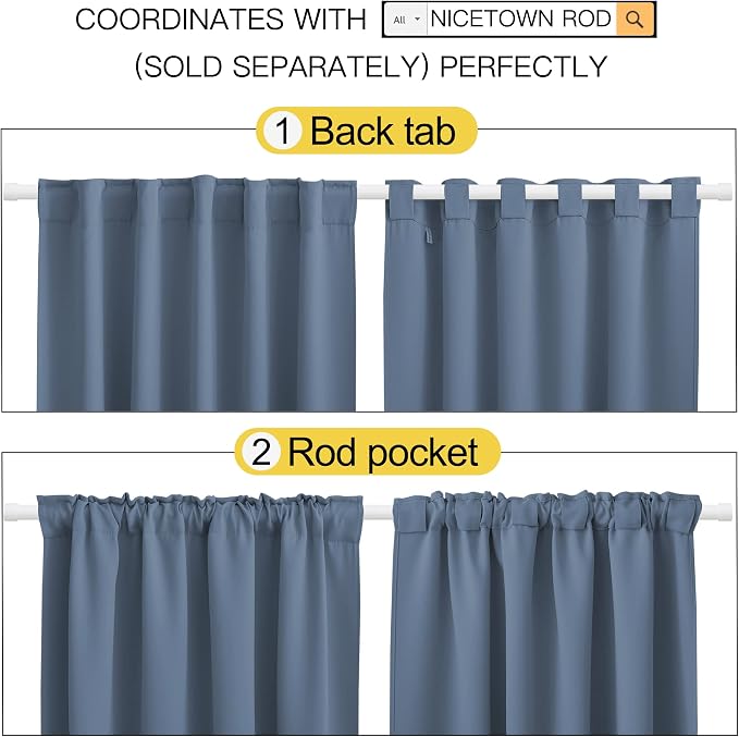 NICETOWN Extra Wide Kitchen Room Darkening Curtains, Privacy Window Treatment - Image 3