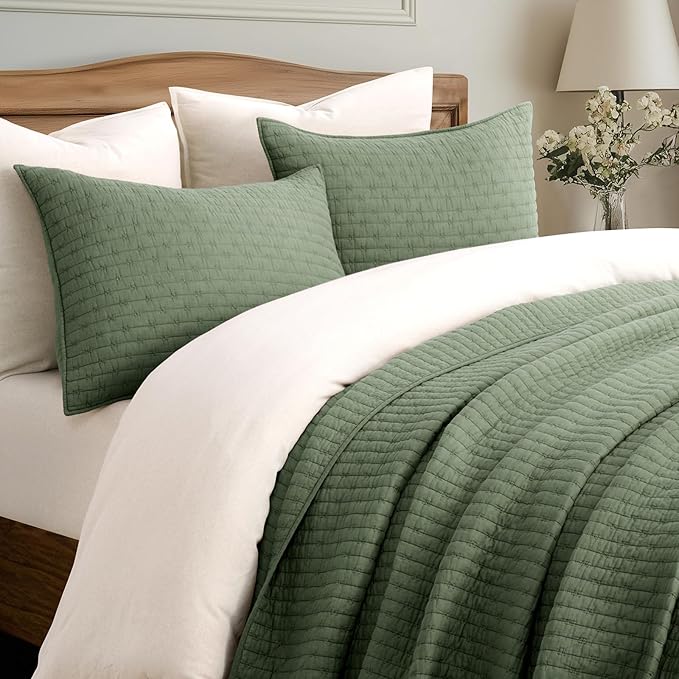 Cross Stitch Pre-Washed Cotton Quilt Bedding Set Queen Size, Oversized 3 Pieces - Image 2