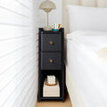 Narrow Nightstand Set of 2, Wooden Small 2 Drawer Nightstand, Slim Side End by FurSchFurniture