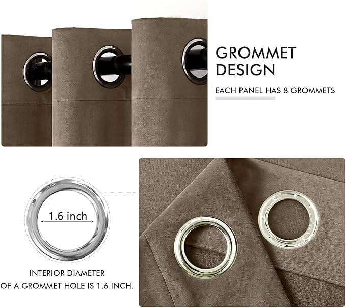 MIULEE Velvet Curtains Light Taupe 52 x 108 Inch Length Set of 2 | Extra Long - Image 2