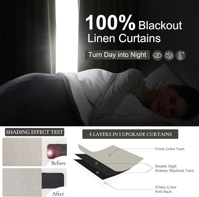 QJmydeco Earthy Extra Long 132 Inch Blackout Curtains - Image 2