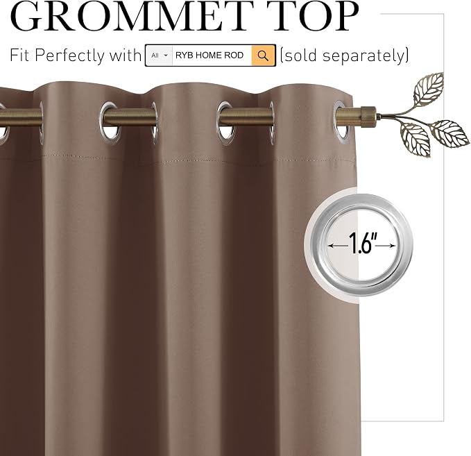 RYB HOME Blackout Room Divider Curtains - Image 2