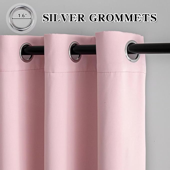 IGEMAEVE Blackout Curtains for Bedroom Grommets Blush Pink 52" W x 84" L | - Image 3