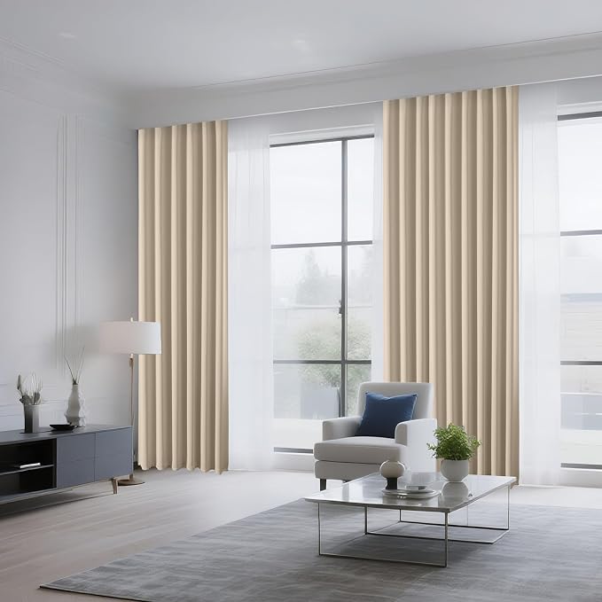 CUCRAF Light Beige Blackout Curtains 90 inch Length 2 Panels Set, Rod Pocket - Image 8