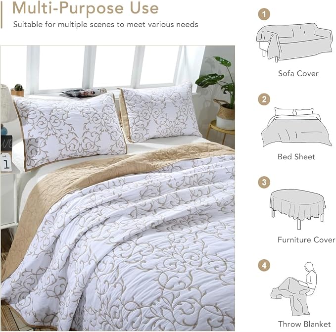 Lady Ann 3Pcs Oversized King Quilt Set 128x120 - Image 7