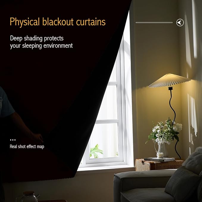 AJAZZ 100% Blackout Stick Curtain Portable Black Out Curtains Adhesive Curtains - Image 2