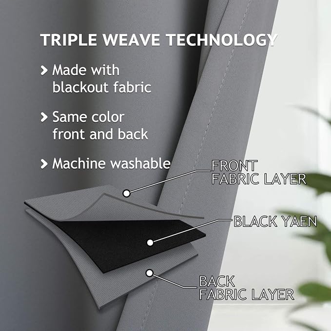 COSVIYA Grommet Room Darkening Grey/Gray Curtains 84 inch Long - Image 4