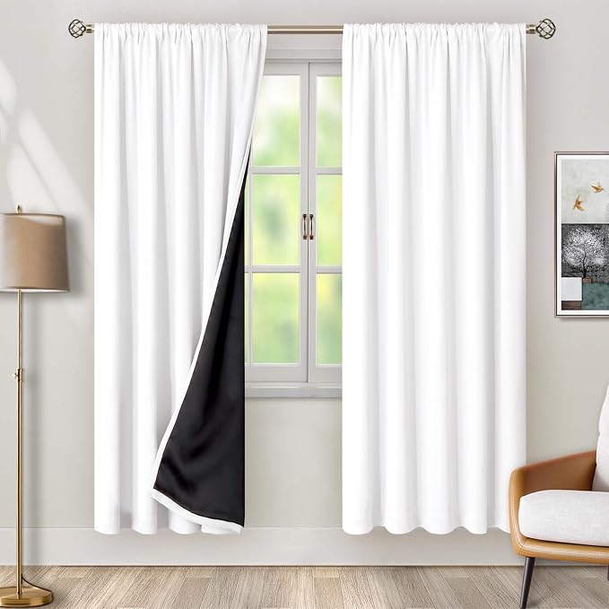 BGment White Blackout Curtains for Bedroom 84 Inch Long 2 Panels | Thermal by BGment