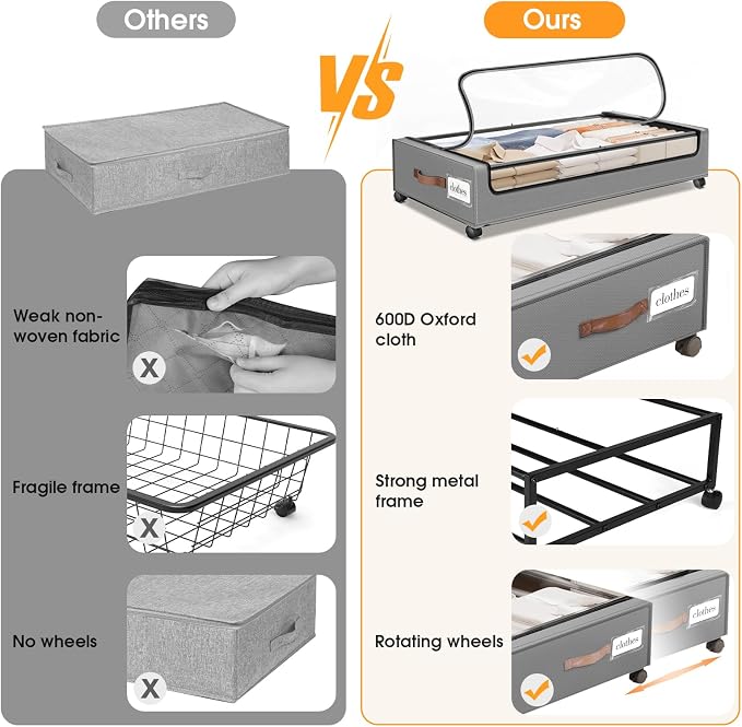 Under Bed Storage with Wheels 1Pack Storage Containers with Clear Window | - Image 5