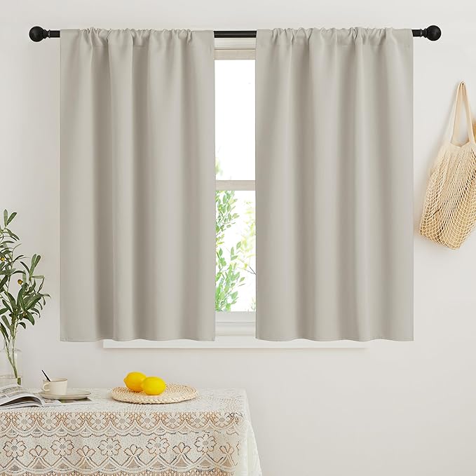 RYB HOME Short Curtains for Bedroom, Room Darkening Insulated | Rod Pocket by RYBHOME